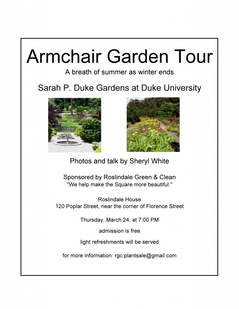 March 2016 Armchair Garden Tour Presentation Announcement